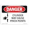 Signmission OSHA Danger Sign, Cylinder May Cause Pinch Points, 18in X 12in Decal, 12" W, 18" L, Landscape OS-DS-D-1218-L-2450 - alternate 1